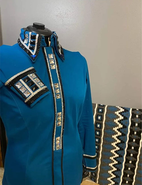 Sea Blue Western Show Shirt with matching Saddle Pad