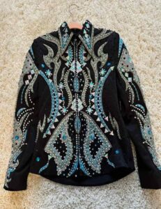 Blue with Grey Western Show Jacket on Black