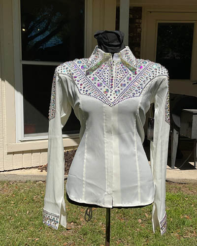 White with Silver Applique Western Show Shirt