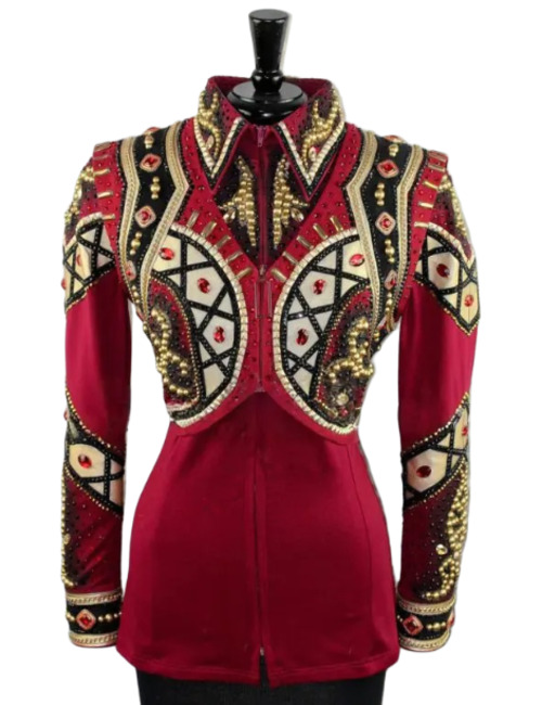 Crimson Royalty Crystal Embellished Western Show Jacket