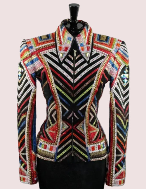 Rainbow  Warrior Crystal Geometric Western Show Jacket