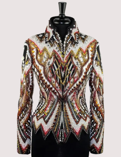 Luxury Crystal Geometric Show Jacket | Handcrafted Western Performance Wear