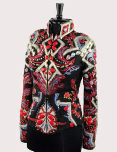 Regal Red Floral Crystal Show Jacket | Luxury Western Performance Wear
