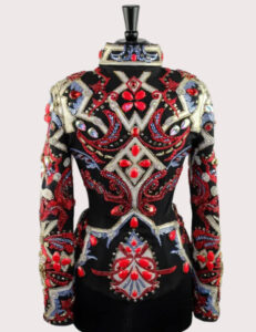 Regal Red Floral Crystal Show Jacket | Luxury Western Performance Wear