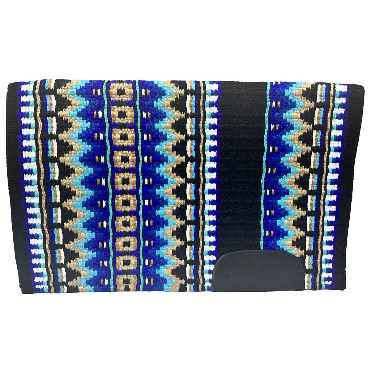 Vibrant Blues Tans Black White Western Saddle Pad