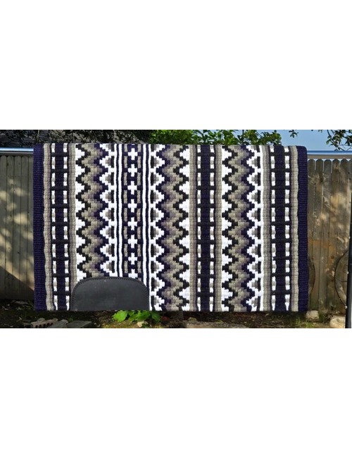 Western Saddle Blanket Handcrafted Black & White Diamond Pattern