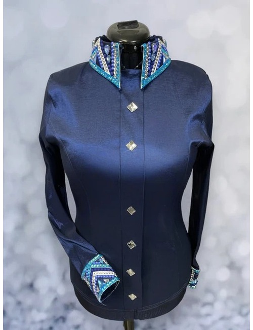 Luxurious Navy Blue Western Show Shirt