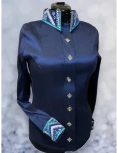 Luxurious Navy Blue Western Show Shirt