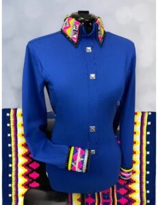Dazzling Blue Show Shirt Neon Crystal Accents