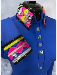 Dazzling Blue Show Shirt Neon Crystal Accents