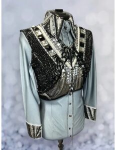 Dazzling Crystal Adorned Western Show Shirt and Vest Set