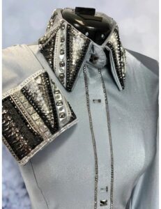 Dazzling Crystal Adorned Western Show Shirt and Vest Set