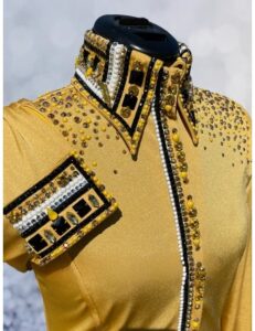 Golden Elegance Crystal Adorned Western Show Shirt