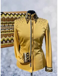 Golden Elegance Crystal Adorned Western Show Shirt