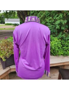Royal Iris Show Shirt with Crystal Collar Elegance