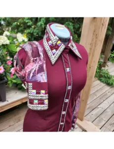 Burgundy Elegance Crystal Show Shirt