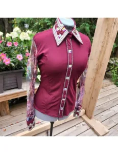 Burgundy Elegance Crystal Show Shirt