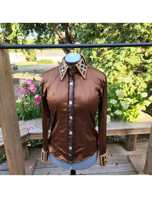 Chocolate Luxe Crystal Western Show Shirt