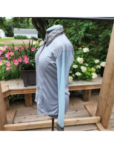 Captivating Silver Frost Show Shirt with Mesh Crystal Sleeves With Blanket
