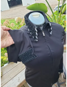 Classic Black Western Show Shirt with Crystal Collar Design