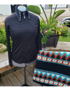 Classic Black Western Show Shirt with Crystal Collar Design
