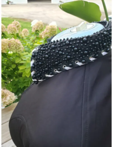 Classic Black Western Show Shirt with Crystal Collar Design