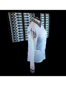 Dazzling Crystal Elegance Sheer Sleeve Show Shirt With Saddle Blanket
