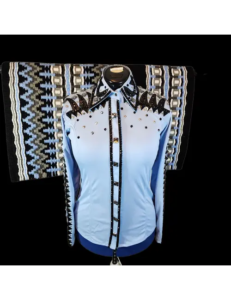 Dazzling Sky Blue Western Show Shirt with Blanket Set