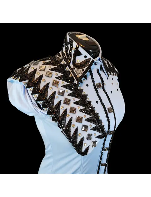 Dazzling Sky Blue Western Show Shirt with Blanket Set