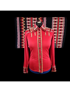 Extraordinary Crystal Embroidered Red Western Show shirt