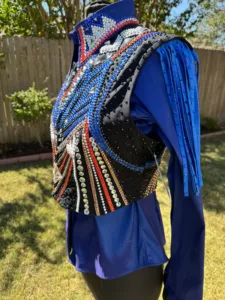 Crystal-Embellished Show Vest & Shirt Combo | Royal Blue Performance Collection
