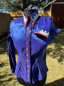 Crystal-Embellished Show Vest & Shirt Combo | Royal Blue Performance Collection