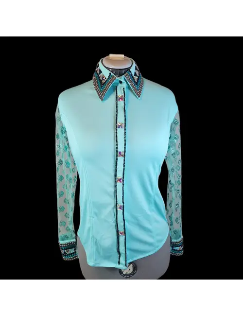 Crystal Elegance Mint Turquoise Show Shirt