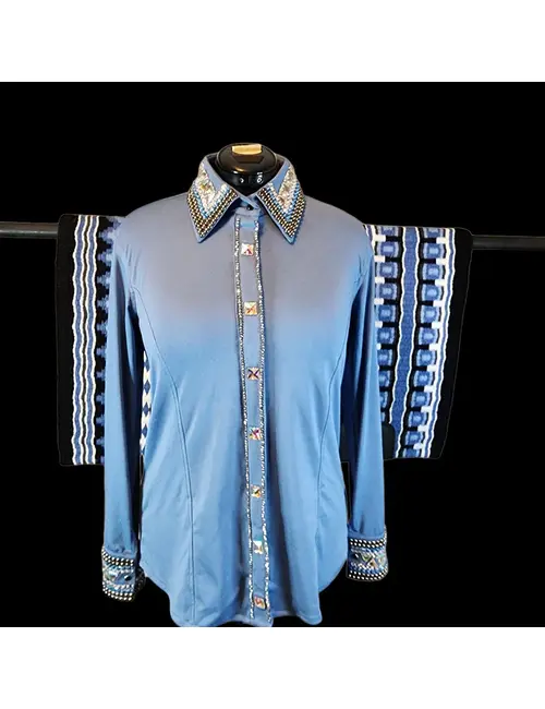 Captivating Ice Blue Radiance Crystal Show Shirt