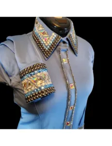 Captivating Ice Blue Radiance Crystal Show Shirt