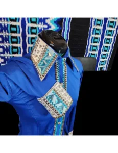Royal Elite Crystal Show Shirt in Sapphire Blue