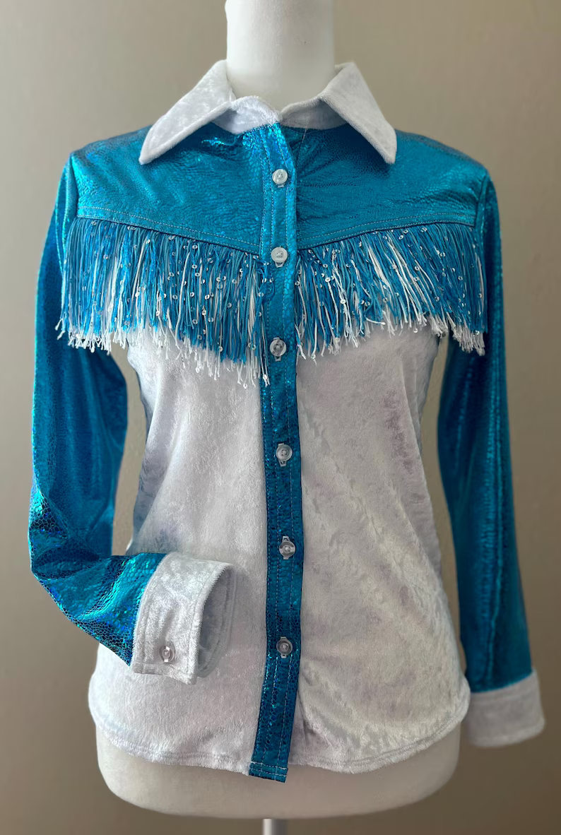 Dazzling Turquoise Crystal Western Performance Shirt