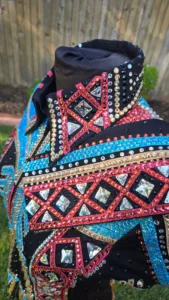 Turquoise Tribal Queen Crystal Show Jacket | Luxury Western Performance Wear