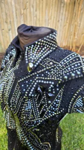 Black Diamond Dazzle Crystal Show Jacket | Luxury Western Performance Wear