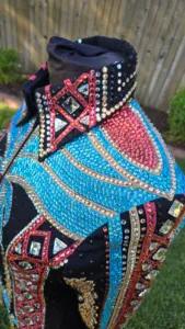 Turquoise Tribal Queen Crystal Show Jacket | Luxury Western Performance Wear