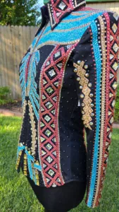 Turquoise Tribal Queen Crystal Show Jacket | Luxury Western Performance Wear