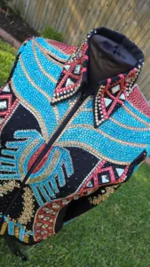 Turquoise Tribal Queen Crystal Show Jacket | Luxury Western Performance Wear