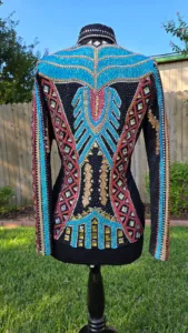 Turquoise Tribal Queen Crystal Show Jacket | Luxury Western Performance Wear