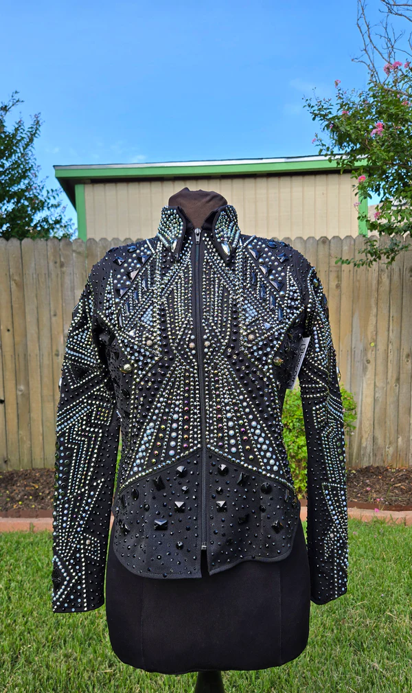 Black Diamond Dazzle Crystal Show Jacket | Luxury Western Performance Wear